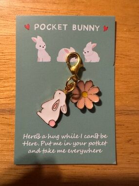 Pocket Bunny Pocket Hug Enameled Gold Tone Charm